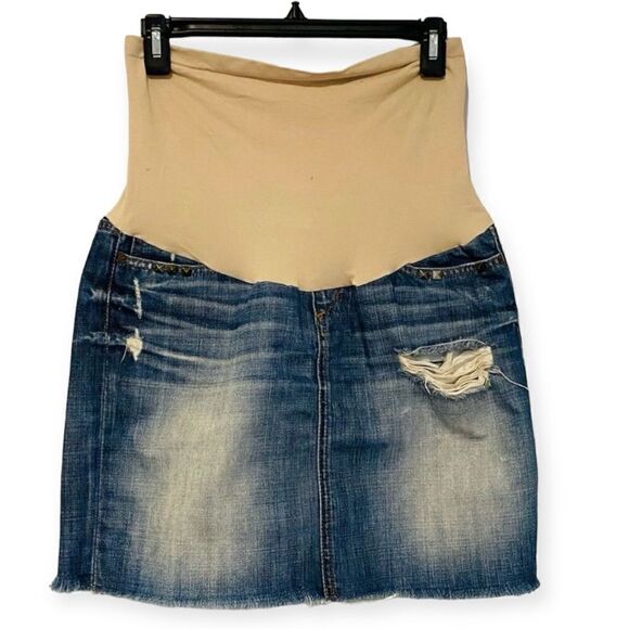 Joe’s Jeans/A Pea in the Pod Maternity Distressed Raw Hem Mini Skirt Size 28 - Picture 1 of 6